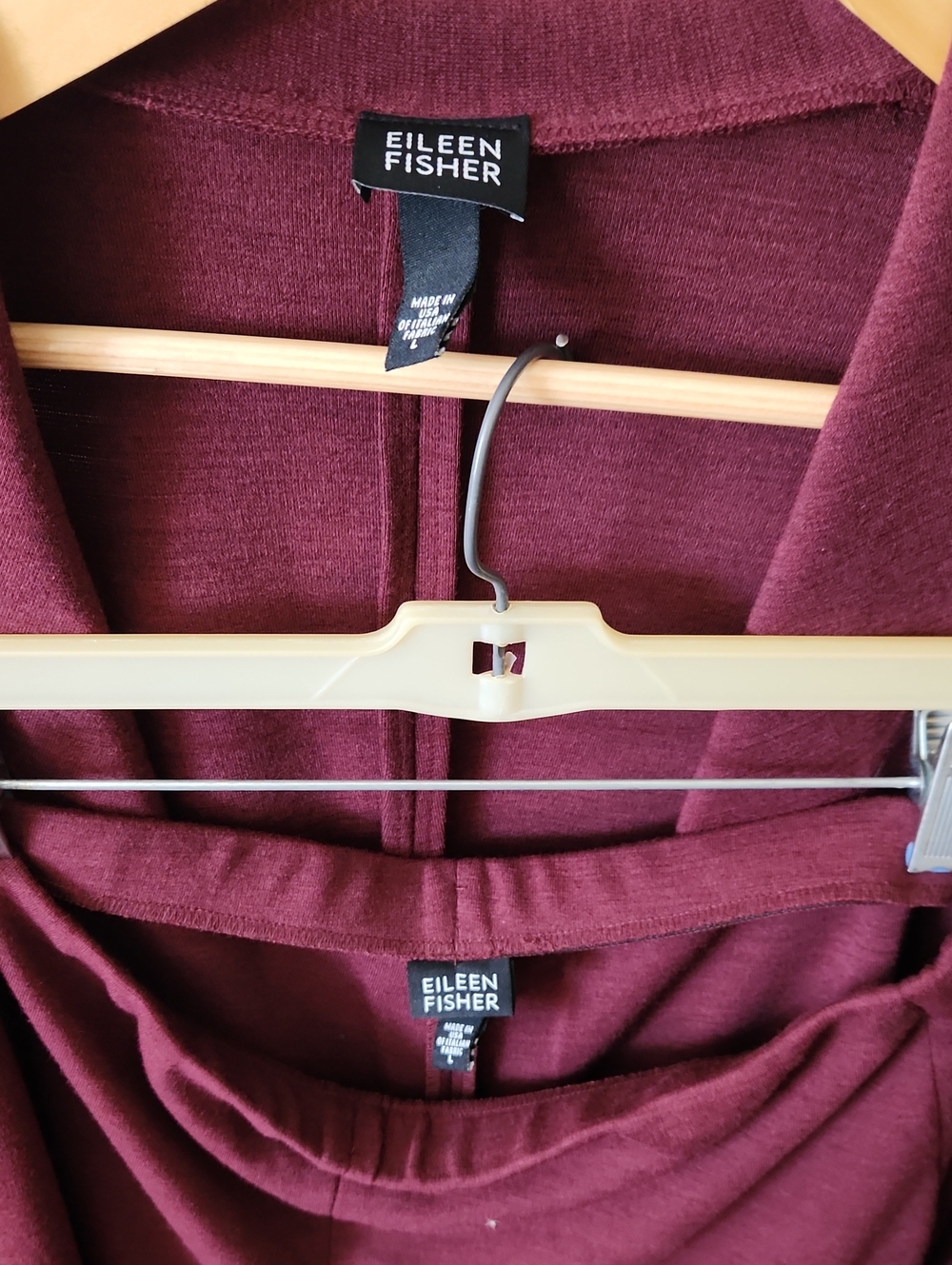 Eileen Fisher Maroon Open-Front Cardigan and Matching Pants Set - Large - Picture 2 of 4